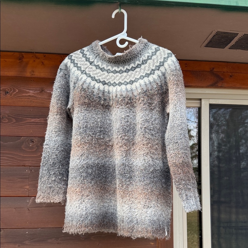 Woolrich Women's Nordic Yoke Sweater - Gray, Cream & Brown